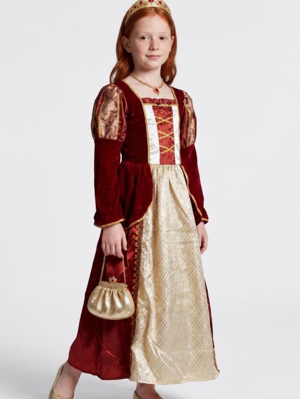 Girls' Burgundy and Gold Royal Princess Theater Costume